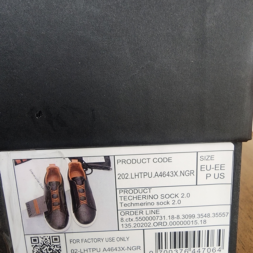 Zegna Men's Black Leather Sneakers with Brown Trim - Picture 5 of 5